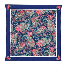 Vintage Roses Paisley Western Paisley Blue Scarf Bandana 21" x 21" Made in USA