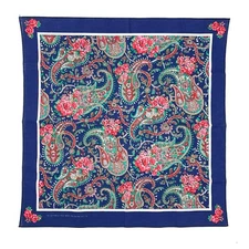 Vintage Roses Paisley Western Paisley Blue Scarf Bandana 21" x 21" Made in USA