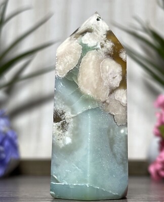 GREEN FLOWER AGATE TOWER - Blue Teal Sakura Mineral Chakra Witch