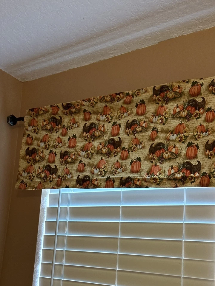 Cenefa cortina ventana amarillo calabaza festival otoño 43x14 lista para enviar Foto 3 de 4