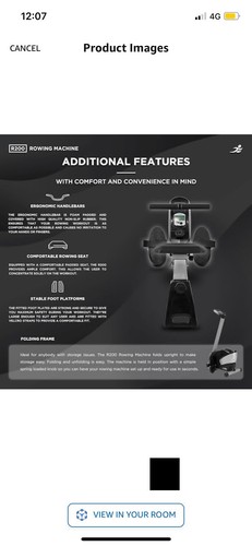 JLL R200 Luxury Pro Home Rowing Machine Foldable Magnetic Resistance Cardio - Picture 3 of 5