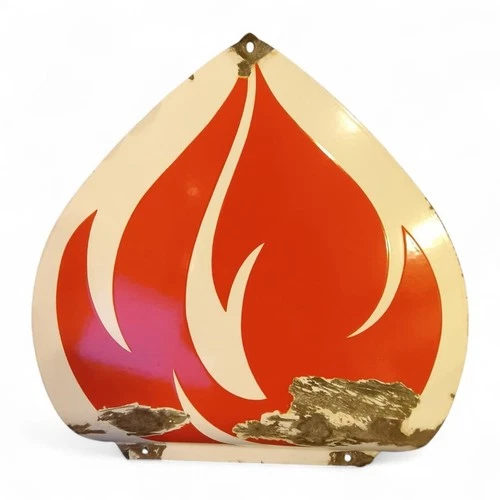 Original Porcelain Standard Flame Sign / Amoco Flame Signs / Vintage Petroliana