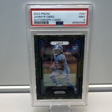 2023 PRIZM JAHMYR GIBBS #331 CAMO AUTOGRAPH RC 16/25 PSA MINT 9