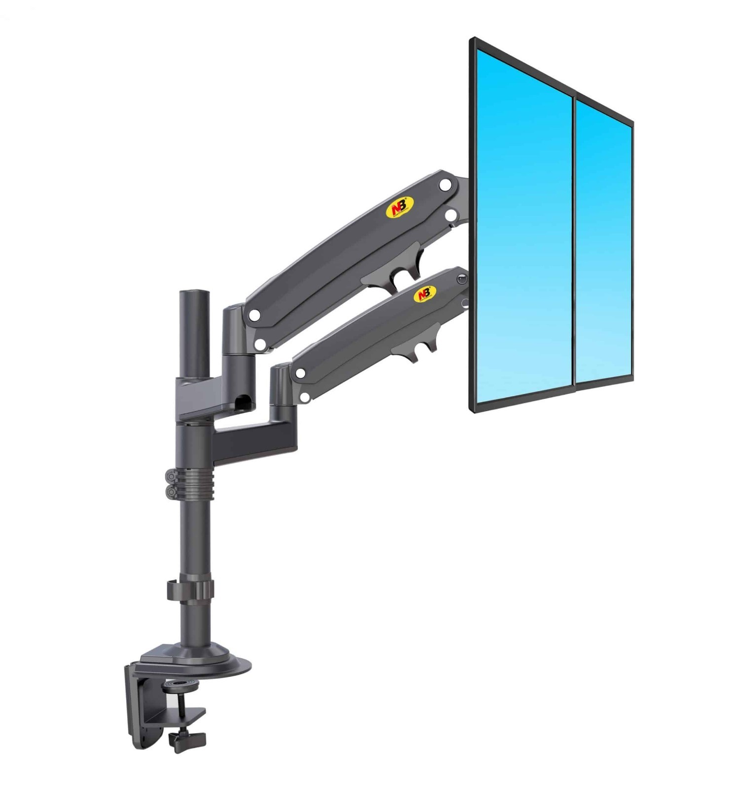 Support de bureau pivotant double écran pour setup gaming et télétravail efficace