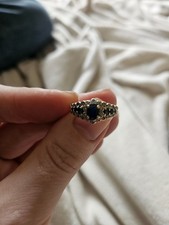 9ct gold blue white diamond ring size p