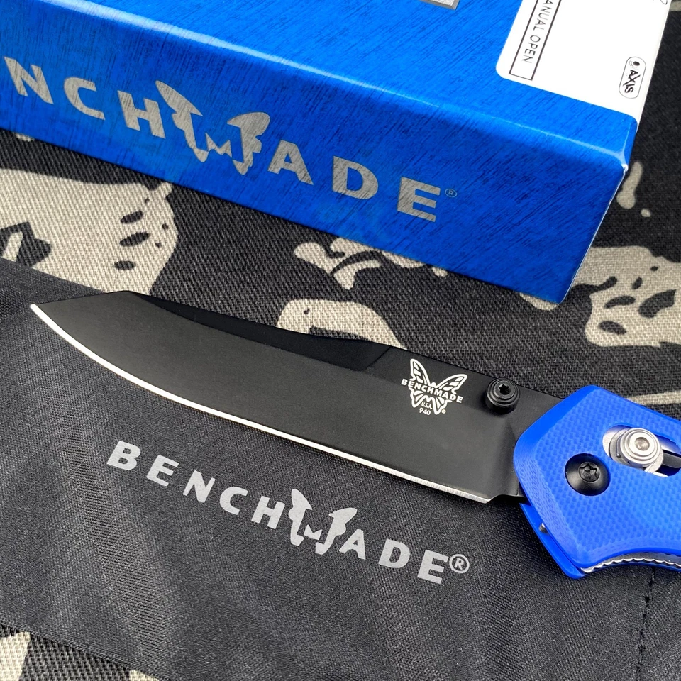 Cuchillo Plegable Benchmade 940BK-2002 Osborne S30V Hoja Negra Azul Mango G10 Foto 2 de 4