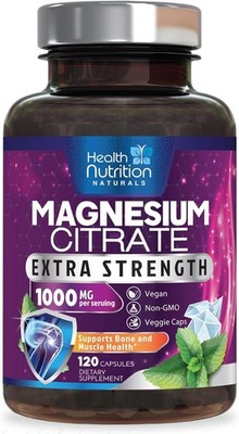 Magnesium Citrate 1000mg Capsules High Absorption Muscle Support