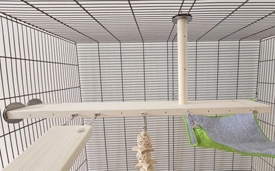 Sky Platform & Hooks (60cm) - Pet Cage Accessories, Ledge, Shelf, Rat, 21cm Pole