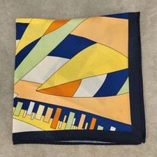 Cremieux Pocket Square Yellow Blue Abstract 100 Silk Pochette foulard New 35