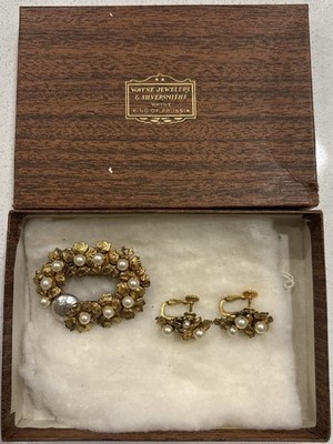 Midcentury Miriam Haskell Broach And Earrings Set