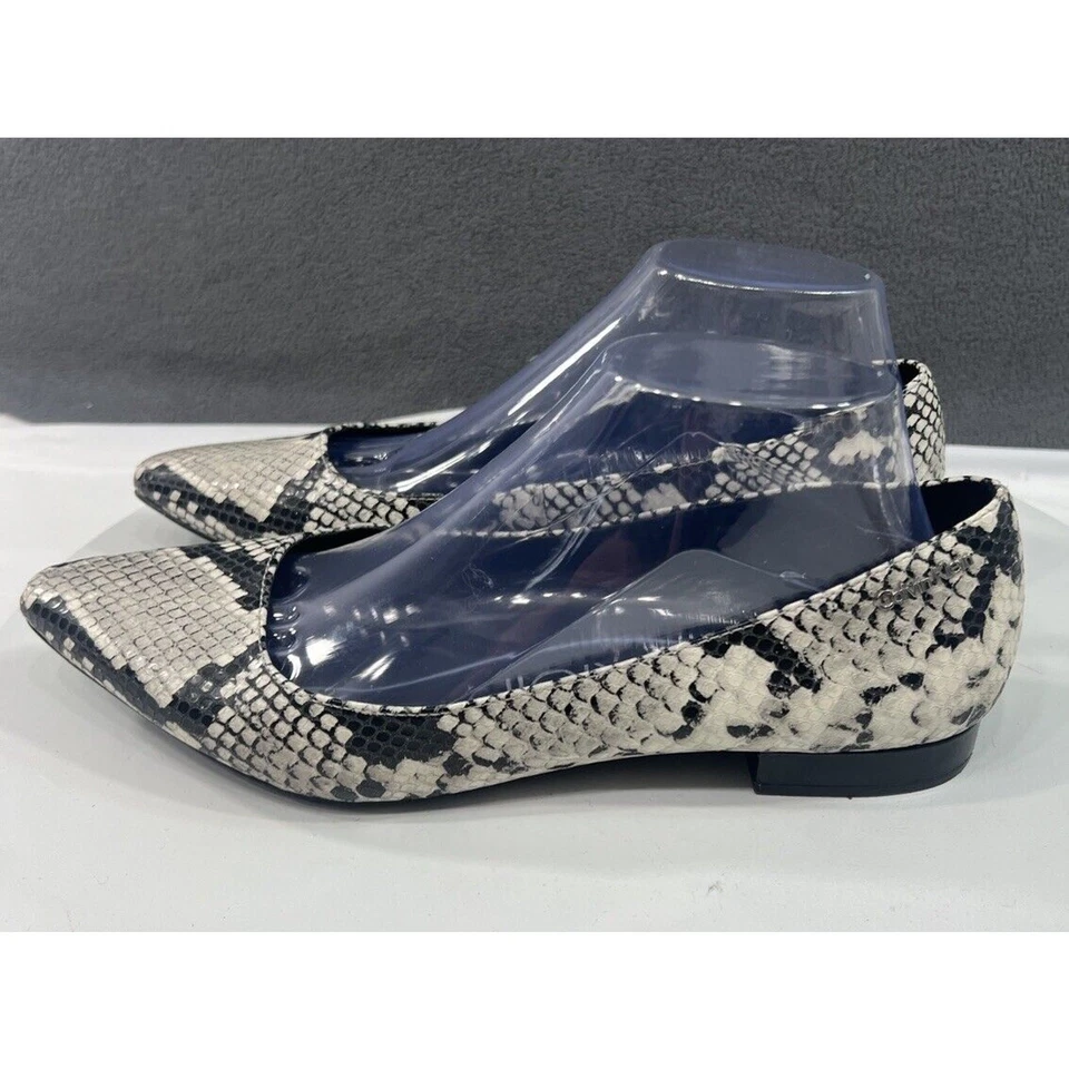Calvin Klein Emerin Pointed Toe Flat Shoes Snake Print Black White Women SZ 8.5 - Image 4 of 4