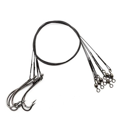 Rite Angler Fishing Wire Leader Hook Rig 9'' Nylon Coated (6 Pack) 20lbs with Cra
