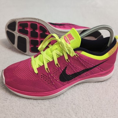 RARE  Nike Flyknit Lunar One+ Pink Flash Black Fireberry Volt 8.5 554888-606