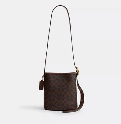 Coach NWT Maple Signature C Bleeker Bucket 21 Crossbody Bag/ Brass Hardware