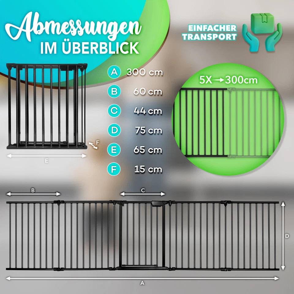 Kaminschutzgitter Baby Absperrgitter Ofenschutzgitter Laufstall Türschutzgitter - Bild 2 von 4