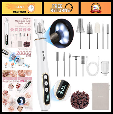 Cordless Electric Nail Drill - 10-Speed Professional File with LED Light for Man