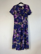 Coldwater Creek Vintage 90s Purple Floral Wrap Maxi Dress Size 12 Cottagecore