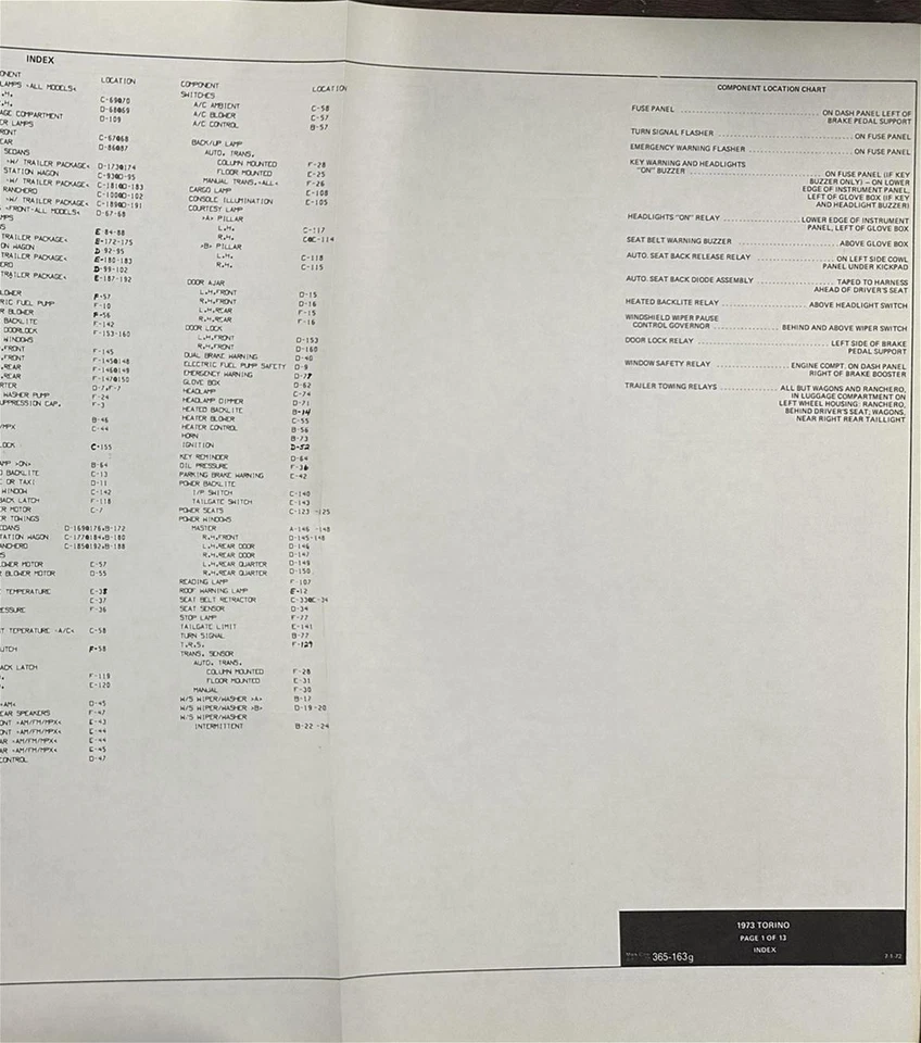 1973 Ford Torino Ranchero Diagrama de Fiação Esquema Elétrico Gran Torino 73 Fabricante de Equipamento Original - Imagem 2 de 4