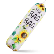 Plastic Bag Holder, Sunflower Kitchen Dispenser Holders Reusable Washable Tra...