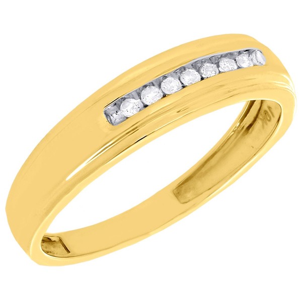 10K Gelbgold Kanal Set Verlobungsring Rund Diamant Ehering 0.08 Karat-image