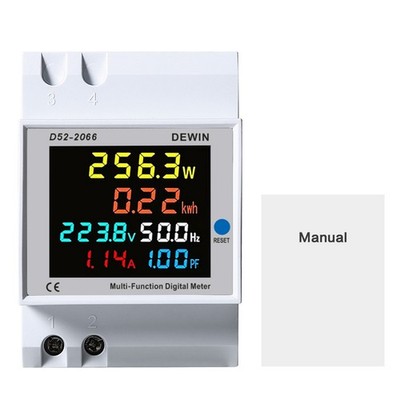DEWIN Stromzähler 6-in-1 Digital 100A Einphasen DIN-Schiene AC40-300V