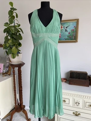 Vtg Jones New York Silk Pleated Beaded Midi Dress Size 10P Coquette Fairy Formal - Image 1 of 4