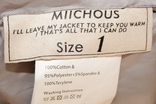 MIICHOUS LICENSE TO KILL CORDUROY LONG COAT SIZE 1 - Picture 6 of 9