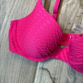 Victoria Secret Swim Mix & Match Icon Push-Up Bikini Top Forever Pink 34B NWT