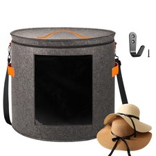 kushon Oversized Hat Storage Box for Women  Men  19" D x 17" H Cowboy Gray