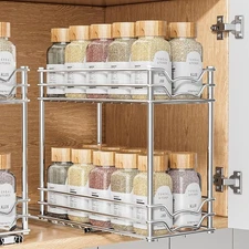 Pull Out Spice Rack Organizer for Inside Normal - 4.9W x 9.57H, Silver 