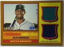 2025 Heritage Julio Rodriguez Clubhouse Collection Dual Relic Gold #/50 Mariners