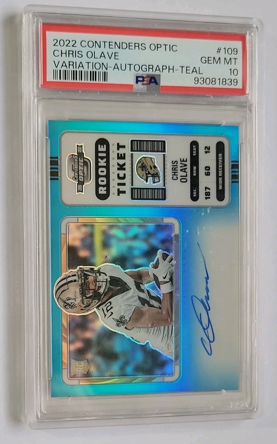Chris Olave Panini Contenders Optic #109 Variation Autograph Teal