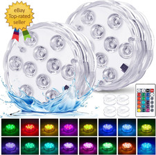 Hot Tub Lights - 2-Pack RGB Color Battery-Powered LED Pool Lights with Remote Co