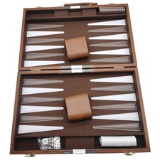 18” Folding Backgammon Set in Leather Case  Family Game for 2 Players 