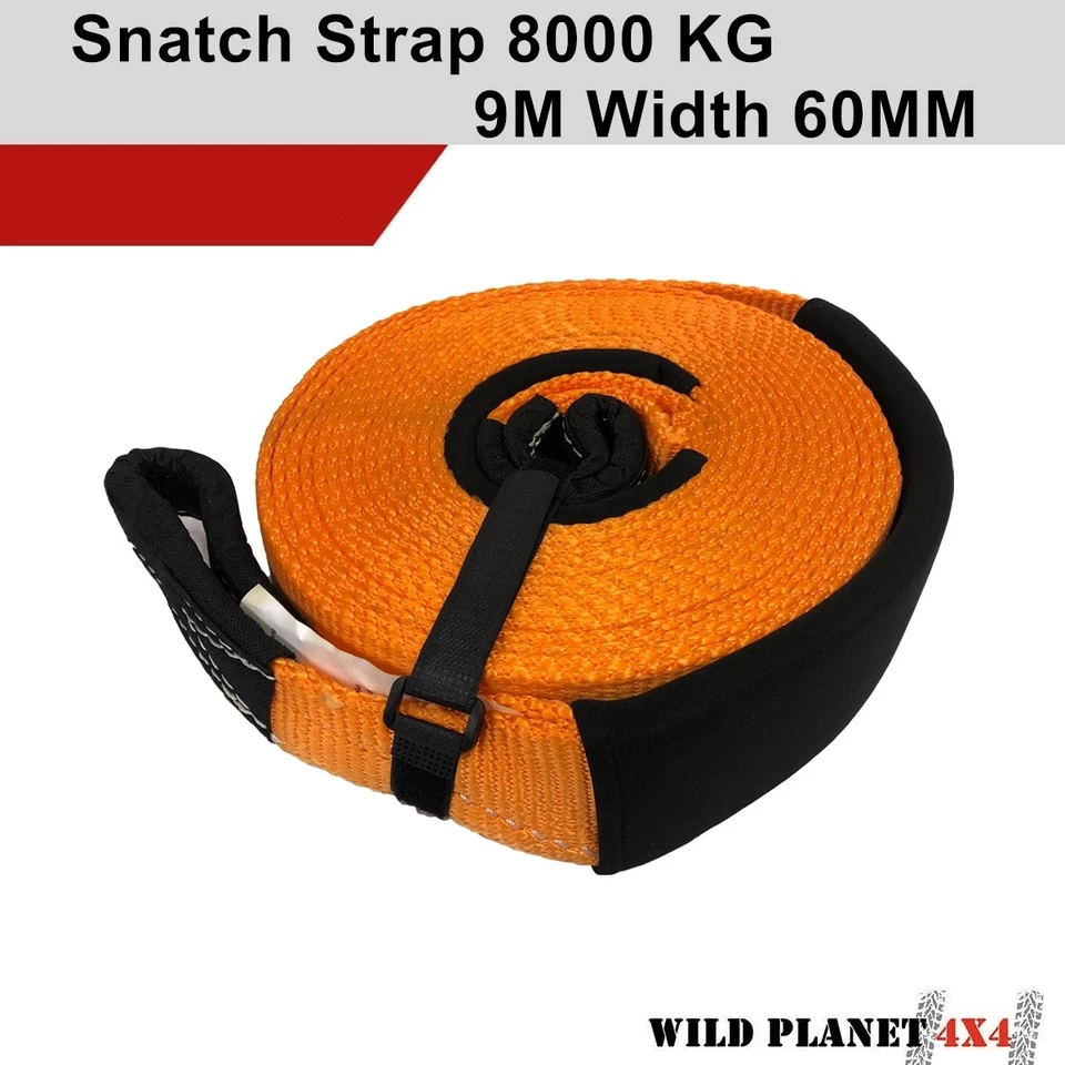 Snatch Strap 8000kg 60mm x 9M Recovery Strap Orange 4x4 Tow Winch Extension SWL - Image 1 of 4