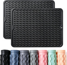 2 Pack Silicone Dish Drying Mat for Kitchen Counter Under Sink Protector Organi