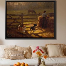 Rural Dog Art Oil Painting Corgi Boxer Canvas Print Pet Lovers Farmhouse Decor