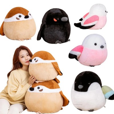 Simulation 35/40cm Cute Sparrow Crow Plush Toy Fat Doll Soft Bird Baby Gifts