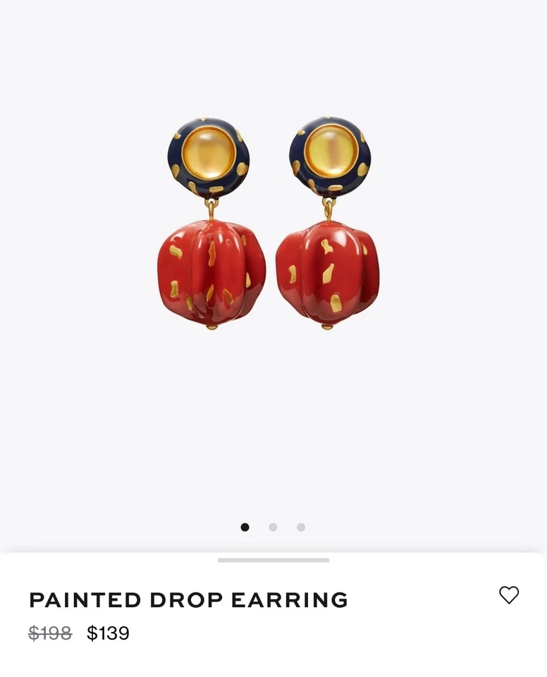 Pendientes de clip de resina pintada roja Tory Burch nuevos Foto 4 de 4