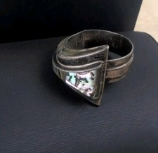 Silver Abalone Ring Stamped