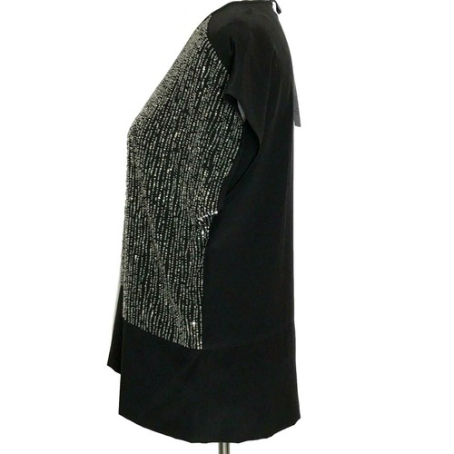 Blusa Top Eileen Fisher Lentejuelas XS Rivuelo Seda Crepé de China Negra Para Mujer - Imagen 2 de 12
