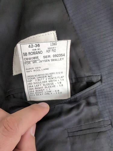 Samuelsohn SB Romano Super 110's Mens Black Check 2 Piece Suit Size 40L W36 X 31 - Picture 9 of 24
