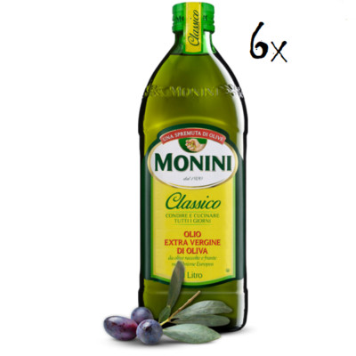 6x Monini Extra Natives Olivenöl 1L nativ olio extravergine di oliva Classico
