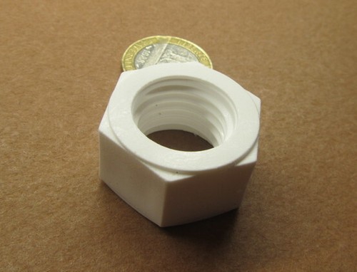 Hex Nut, PTFE Plastic, 3/4"-10 Thread x 1 1/8" W x 41/64", 1 Pcs - Picture 9 of 11