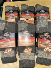 OUTDOOR THERMAL Boot Crew COPPER SOLE SOCKS MERINO WOOL Large 6 pack Gray Brown