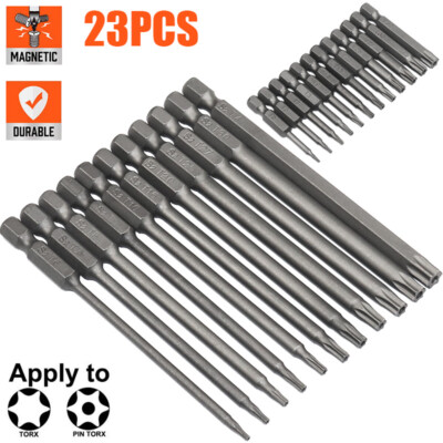 23Pcs Magnetic Torx Bit Set T5-T40 Tamper Proof Security Screwdriver Drill Bits