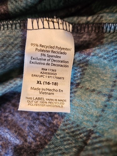 Aria Sleepwear Women's XL Green/blue plaid comfy cabin house coat jammies - Afbeelding 2 van 9