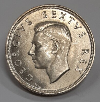 1952 South Africa Silver 5 Shillings King George VI/Cape Town Ann