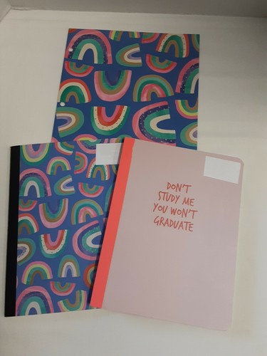 Greenroom 2-Pocket Portfolio & (2) Composition Notebooks W/Rainbow Design NEW! - Picture 1 of 6