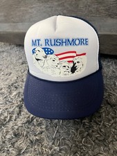 Vintage Mt Rushmore White Snapback Trucker Hat M3